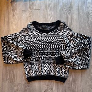 Truth Fair Isle Crewneck Sweater in Black and White